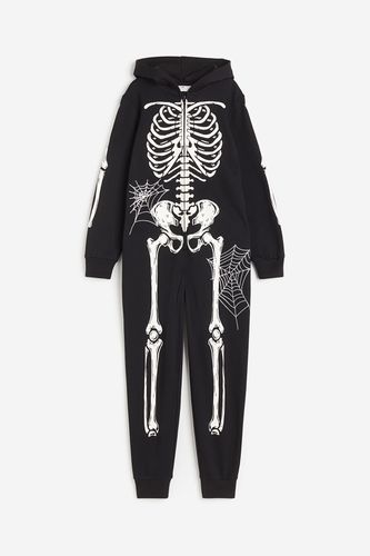 Sweatoverall mit Print Schwarz/Skelett, Jumpsuits in Größe 170. Farbe: - H&M - Modalova