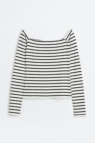 Geripptes Off-Shoulder-Shirt Weiß/Gestreift, Tops in Größe XL. Farbe: - H&M - Modalova