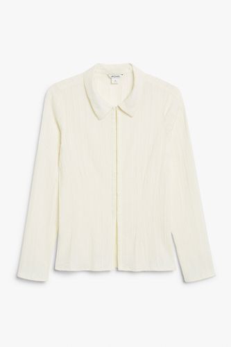 Weiße Bluse aus Kreppstoff mit langen Ärmeln und Kragen Weiß, Blusen in Größe 42. Farbe: - Monki - Modalova