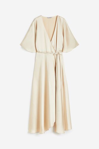 Wickelkleid aus Satin Hellbeige, Alltagskleider in Größe XL. Farbe: - H&M - Modalova