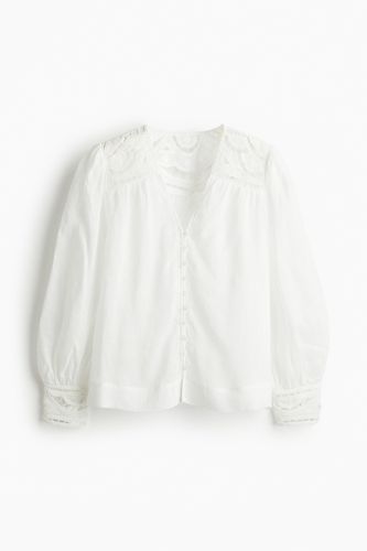Bestickte Bluse aus Ramie Weiß, Blusen in Größe M. Farbe: - H&M - Modalova
