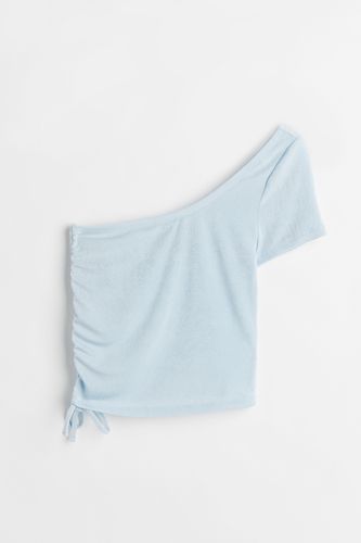One-Shoulder-Shirt mit Tunnelzug Hellblau, Tops in Größe XL. Farbe: - H&M - Modalova