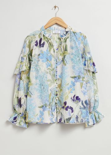 Lockere Bluse mit Rüschen Beige/Blauer Blumenprint, Blusen in Größe XS. Farbe: - & Other Stories - Modalova