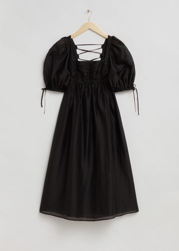 Babydoll-Kleid mit Bindedetails an den Ärmeln Schwarz, Alltagskleider in Größe 34. Farbe: - & Other Stories - Modalova