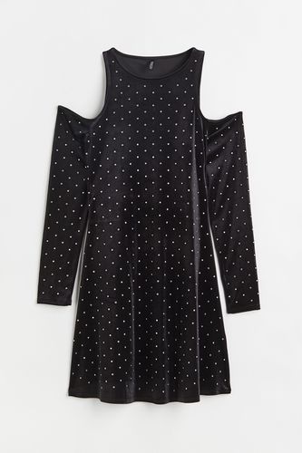 Cold-Shoulder-Kleid mit Strass Schwarz, Alltagskleider in Größe S. Farbe: - H&M - Modalova