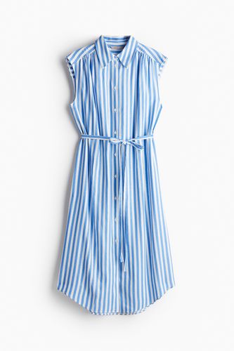 Blusenkleid aus Leinenmix Blau/Gestreift, Alltagskleider in Größe M. Farbe: - H&M - Modalova