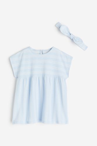 Set mit Kleid und Haarband Hellblau/Gestreift, Kleider in Größe 80. Farbe: - H&M - Modalova