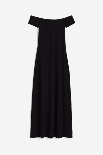 Schulterfreies Kleid in Rippstrick Schwarz, Alltagskleider Größe XXS. Farbe: - H&M - Modalova