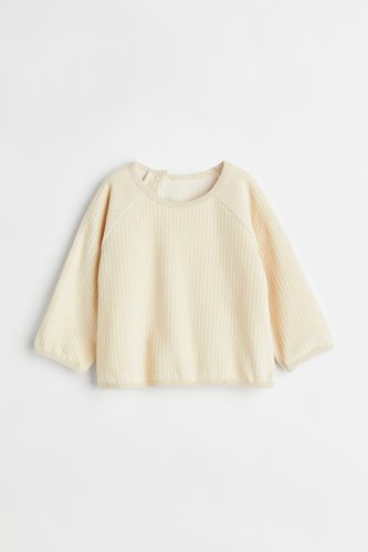Geripptes Veloursshirt Cremefarben, T-Shirts & Tops in Größe 92. Farbe: - H&M - Modalova
