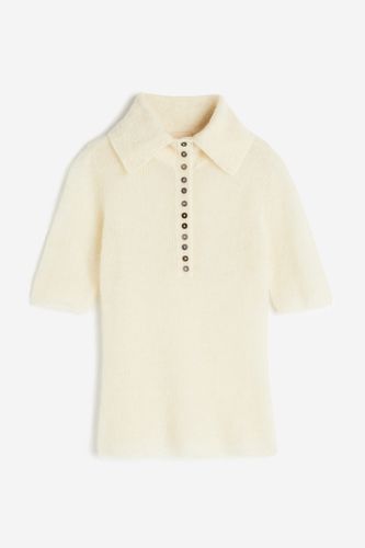 Shirt mit Kragen aus Mohairmischung Cremefarben, T-Shirt in Größe XS. Farbe: - H&M - Modalova