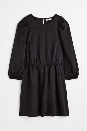 Gecrinkeltes Kleid mit Ballonärmeln Schwarz, Alltagskleider in Größe S. Farbe: - H&M - Modalova