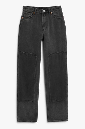 Highwaist-Jeans in verwaschenem Schwarz Verwaschenes, Straight Größe W 26. Farbe: - Monki - Modalova