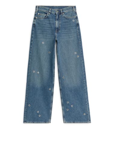 MAPLE High Jeans mit Ösen Dunkelblau, Straight in Größe W 25. Farbe: - Arket - Modalova