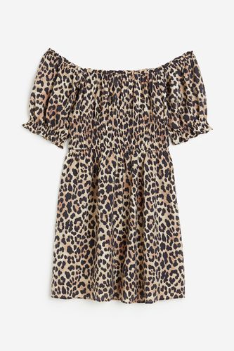 Off-Shoulder-Kleid Beige/Leopardenprint, Alltagskleider in Größe M. Farbe: - H&M - Modalova