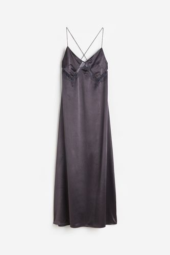 Slipkleid aus Satin mit Spitze Dunkelgrau, Party kleider in Größe L. Farbe: - H&M - Modalova