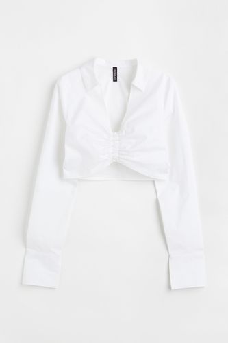 Kurzbluse mit Raffung Weiß, Freizeithemden in Größe XXS. Farbe: - H&M - Modalova