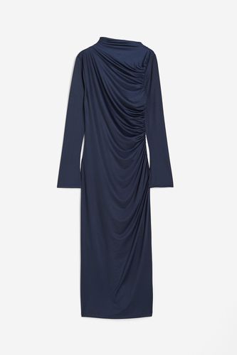 Drapiertes Jerseykleid Marineblau, Alltagskleider in Größe XL. Farbe: - H&M - Modalova