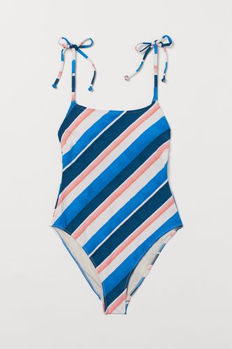 Badeanzug High Leg Hellbeige/Blau gestreift, Badeanzüge in Größe 34. Farbe: - H&M - Modalova