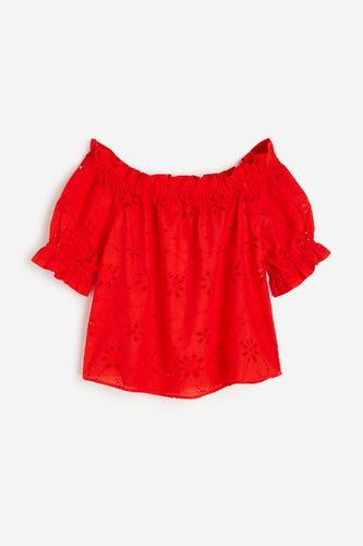 Off-Shoulder-Bluse mit Broderie Anglaise Rot, Blusen in Größe XL. Farbe: - H&M - Modalova