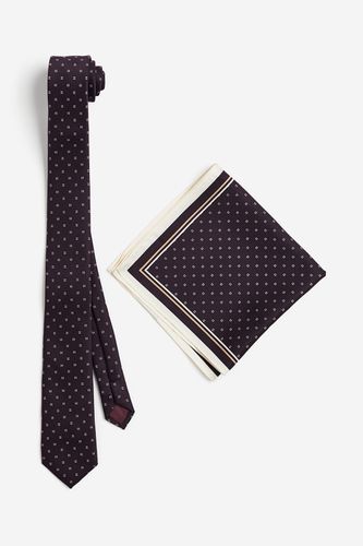 Krawatte und Einstecktuch Dunkellila/Gemustert, Krawatten & Fliegen in Größe Onesize. Farbe: - H&M - Modalova