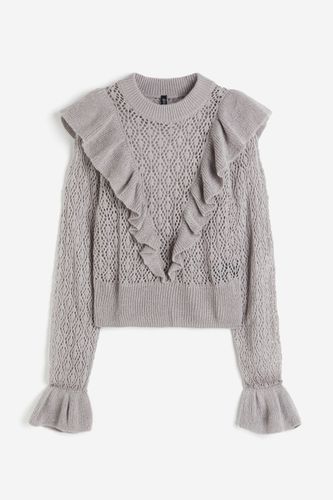 Pointellestrick-Pullover mit Volants Grau in Größe S. Farbe: - H&M - Modalova