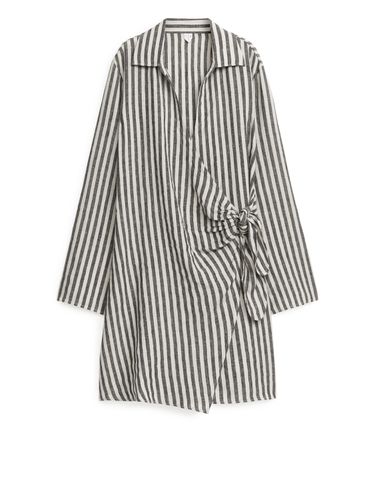 Wickelkleid aus Leinen Schwarz/Weiß, Alltagskleider in Größe S. Farbe: - Arket - Modalova