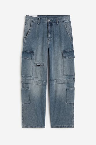 Baggy Cargo Jeans Denimblau, Gepäck in Größe 28/30. Farbe: - H&M - Modalova