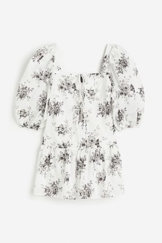 Popelinekleid mit Puffärmeln Weiß/Geblümt, Alltagskleider in Größe XXS. Farbe: - H&M - Modalova
