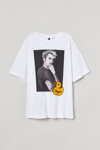 Oversize-T-Shirt mit Druck Weiß/Justin Bieber in Größe XS. Farbe: - H&M - Modalova