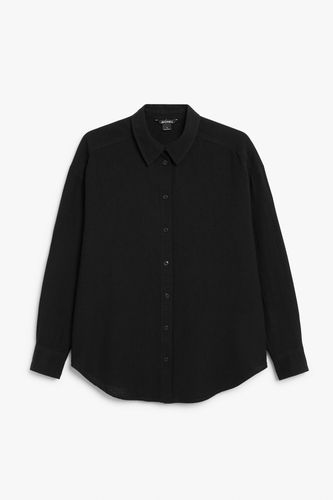 Schwarzes Hemd aus Leinenmischung Schwarz, Freizeithemden in Größe M. Farbe: - Monki - Modalova