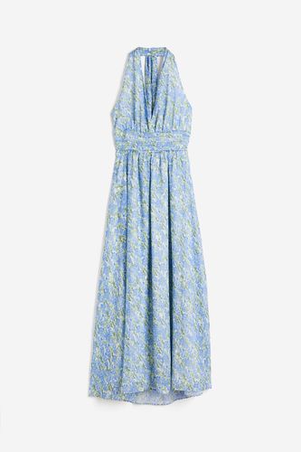 Langes Neckholderkleid Weiß/Blau geblümt, Alltagskleider in Größe 32. Farbe: - H&M - Modalova