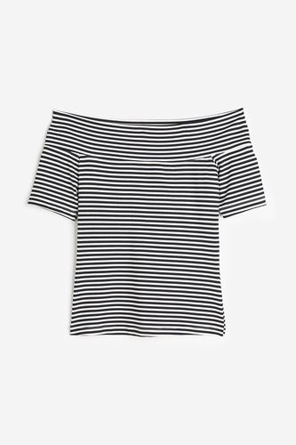 Off-Shoulder-Shirt Schwarz/Weiß gestreift, Tops in Größe XS. Farbe: - H&M - Modalova