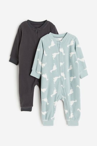 Er-Pack Fleece-Schlafanzüge mit Reißverschluss Helltürkis/Dinosaurier, Pyjamas in Größe 50. Farbe: - H&M - Modalova