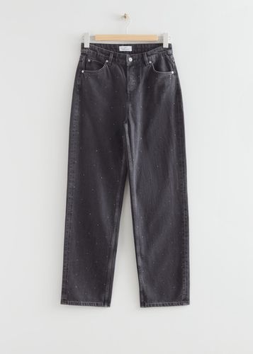 Jeans mit weitem Bein und Kristallsteinverzierung Dunkelgrau/Nieten, Baggy in Größe 24/32. Farbe: - & Other Stories - Modalova