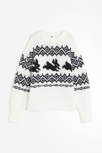 Oversized Pullover in Jacquardstrick Weiß/Kaninchen Größe XXS. Farbe: - H&M - Modalova