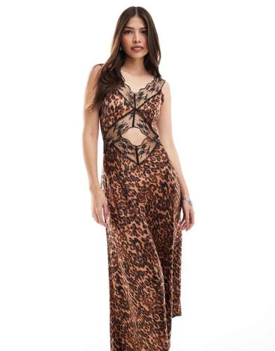 Vestito midi in raso con stampa leopardata e cut-out in pizzo - 4th & Reckless - Modalova