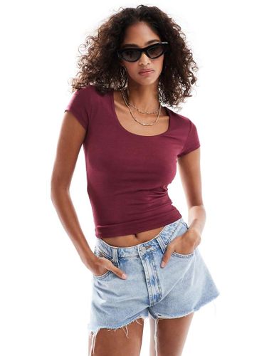 Byron - Top à manches courtes et encolure carrée - Cerise griotte - Cotton On - Modalova