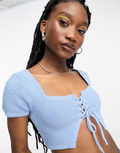 Cotton On - Crop top blu in maglia con spalle scoperte e apertura a goccia - Cotton:On - Modalova