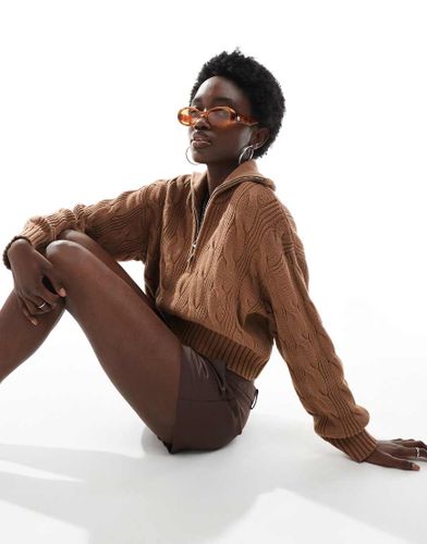 Pull en maille torsadée à col zippé - Noix - Cotton On - Modalova