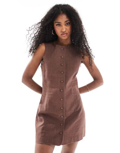 Sienna - Robe boutonnée en lin - Chocolat - Cotton On - Modalova