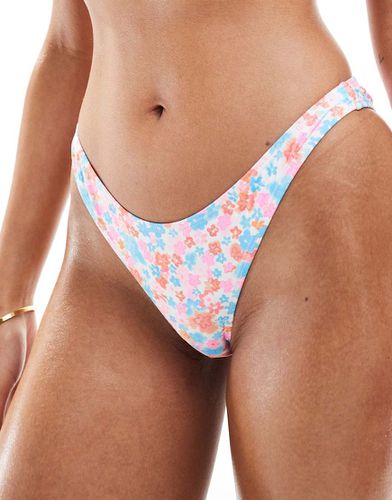 Cotton On - Slip bikini brasiliano sgambato a fiori arancioni stropicciato - Cotton:On - Modalova