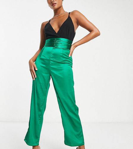 Tuta jumpsuit con fondo ampio color block arricciata in vita - Collective The Label Petite - Modalova