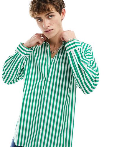 Camicia oversize verde a righe - Collusion - Modalova