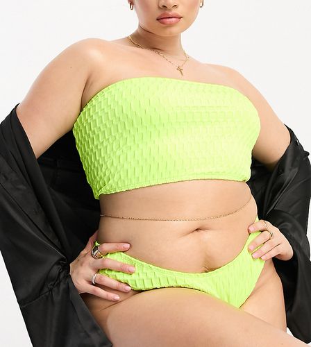 Plus - Top bikini a fascia testurizzato fluo - Collusion - Modalova