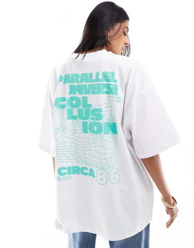 T-shirt oversize con stampa sul retro verde sfumato - Collusion - Modalova