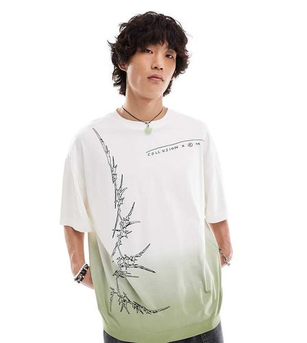 T-shirt oversize lavaggio graduale con stampa - Collusion - Modalova