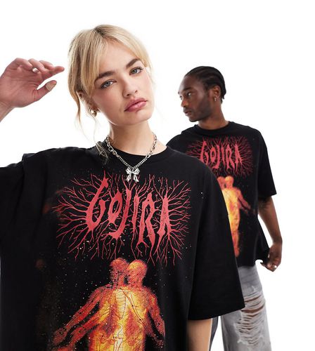 Unisex - T-shirt nera skater con stampa stile festival musicale della band "Gojira" su licenza - Collusion - Modalova