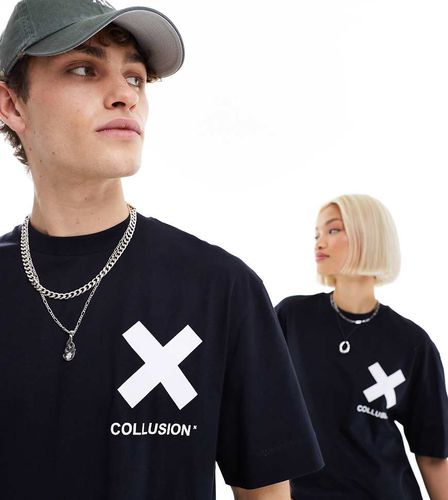 Unisex - T-shirt in cotone nera con logo X - Collusion - Modalova