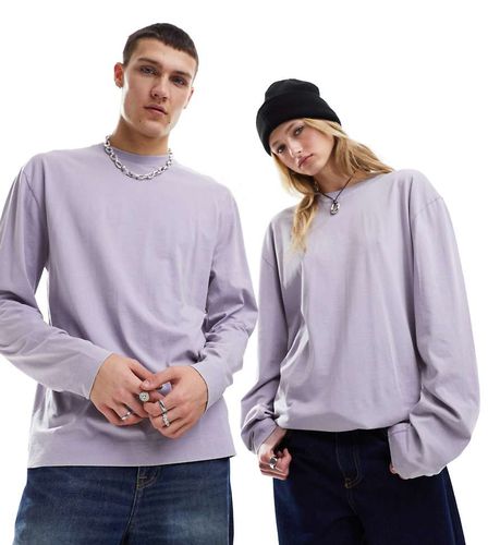 Unisex - Top a maniche lunghe stile skater slavato - Collusion - Modalova