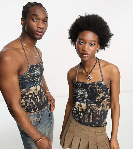 Unisex - Top allacciato al collo con stampa astratta - Collusion - Modalova